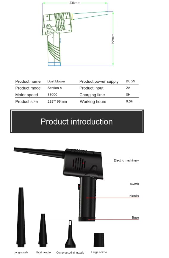 Cordless Portable Air Duster for Car & Computer Cleaning