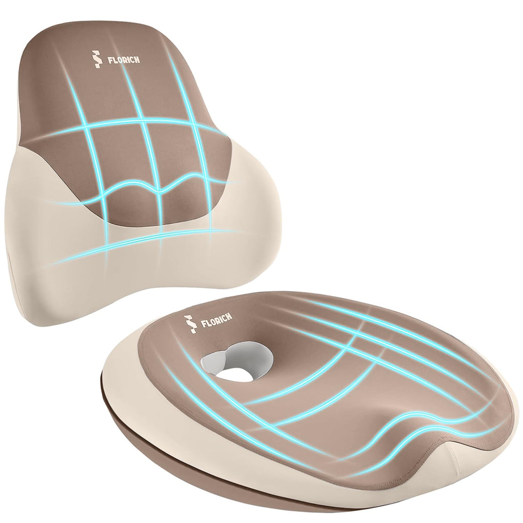Memory Foam Seat Cushion & Lumbar Support Pillow Set