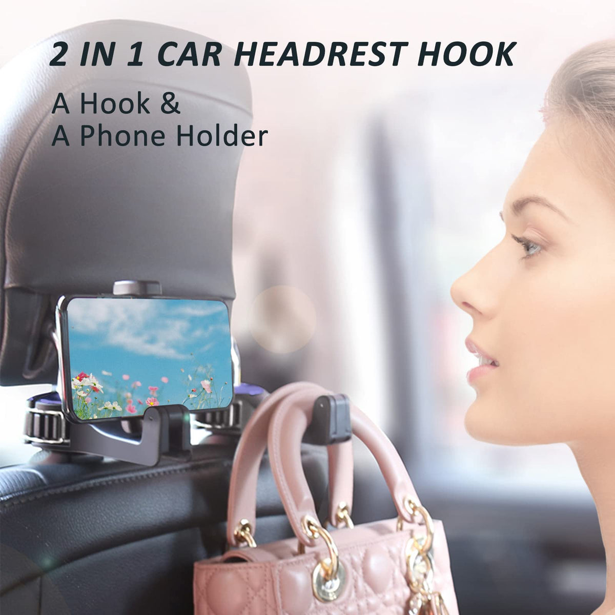 Universal 360° Car Headrest Hook with Phone Holder