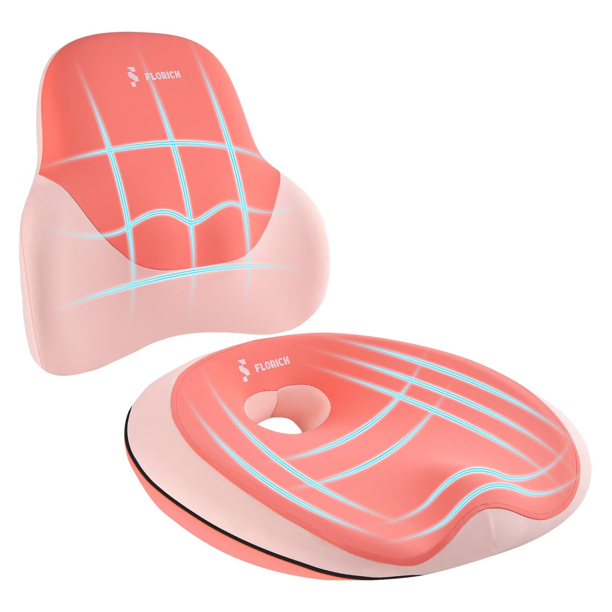 Memory Foam Seat Cushion & Lumbar Support Pillow Set