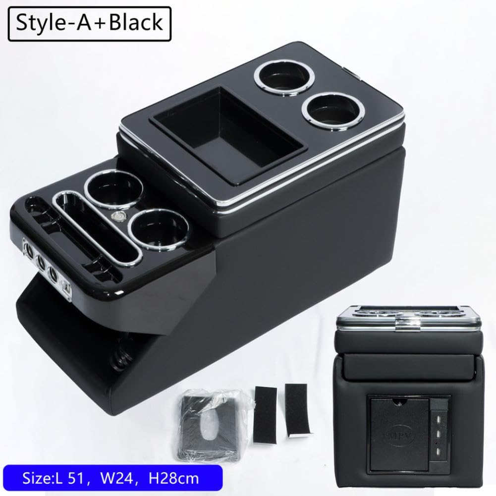 Car Front Center Console Cup Holder 24cm with USB Charging