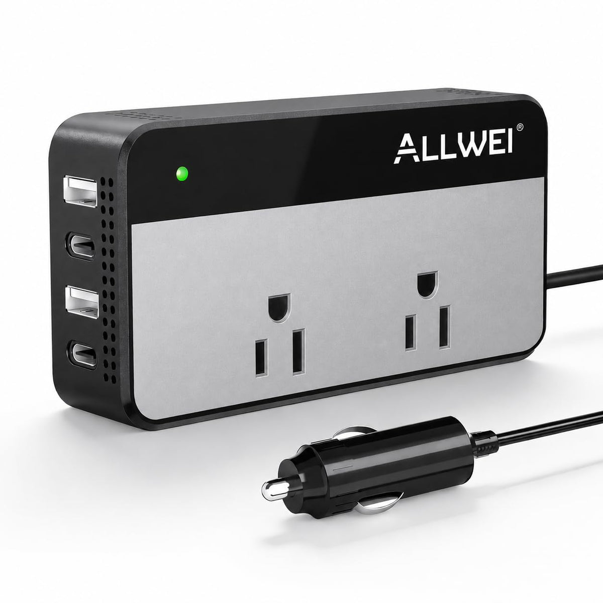 Car Power Inverter with AC Outlet & 4 USB Fast Charging Ports