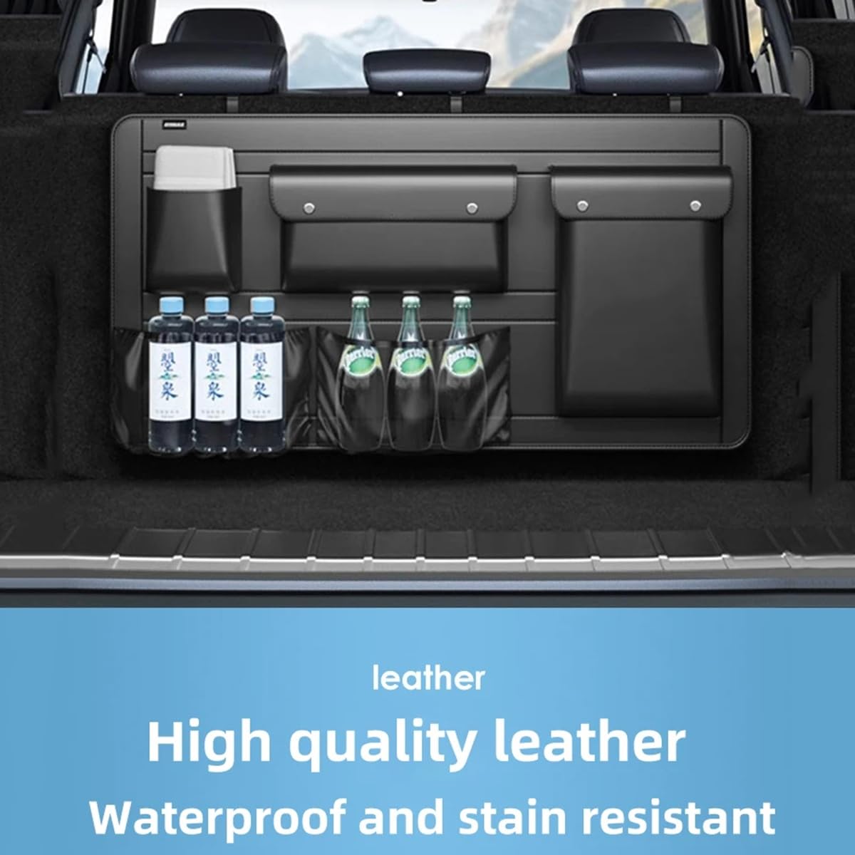 High-Capacity PU Leather Car Seat Back Organizer