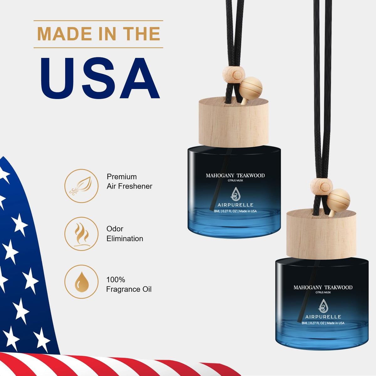 2-Pack Hanging Car Air Freshener Diffusers with Fragrance Oil