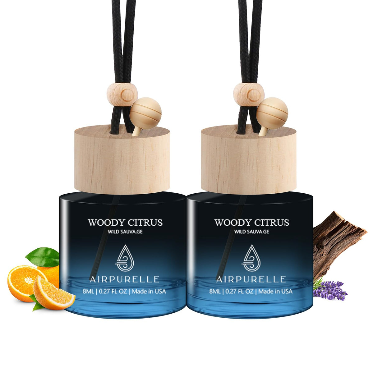 2-Pack Hanging Car Air Freshener Diffusers with Fragrance Oil