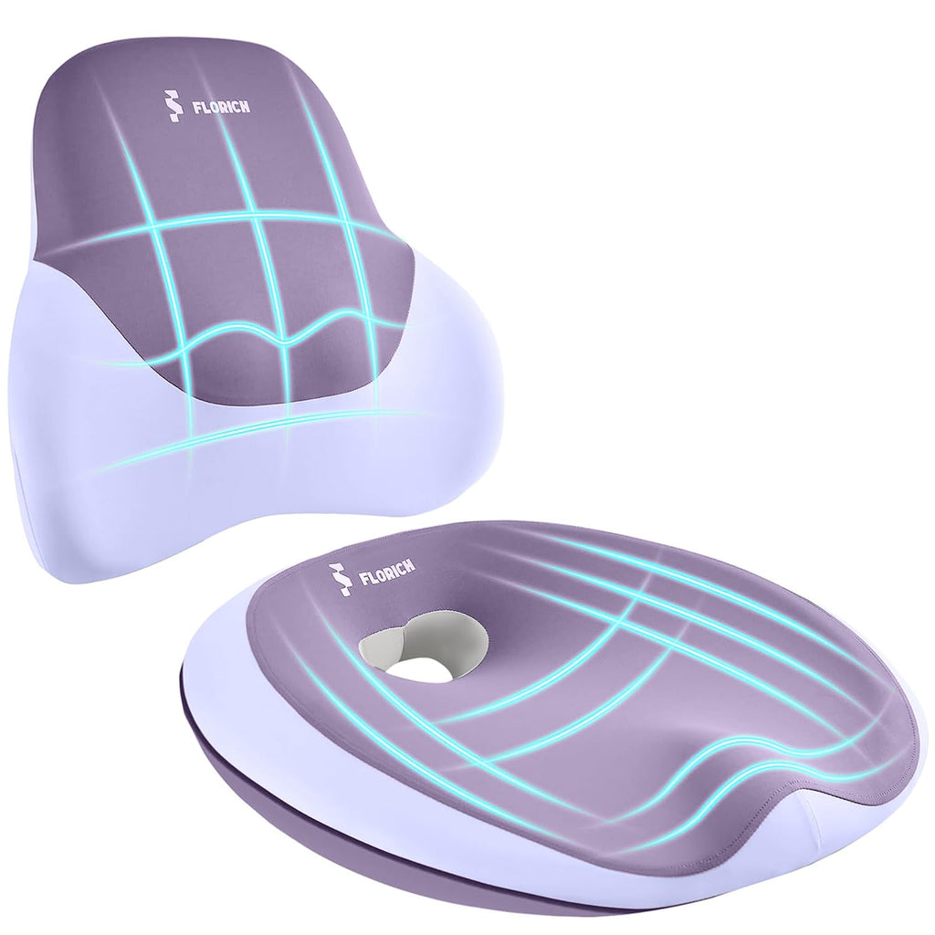 Memory Foam Seat Cushion & Lumbar Support Pillow Set