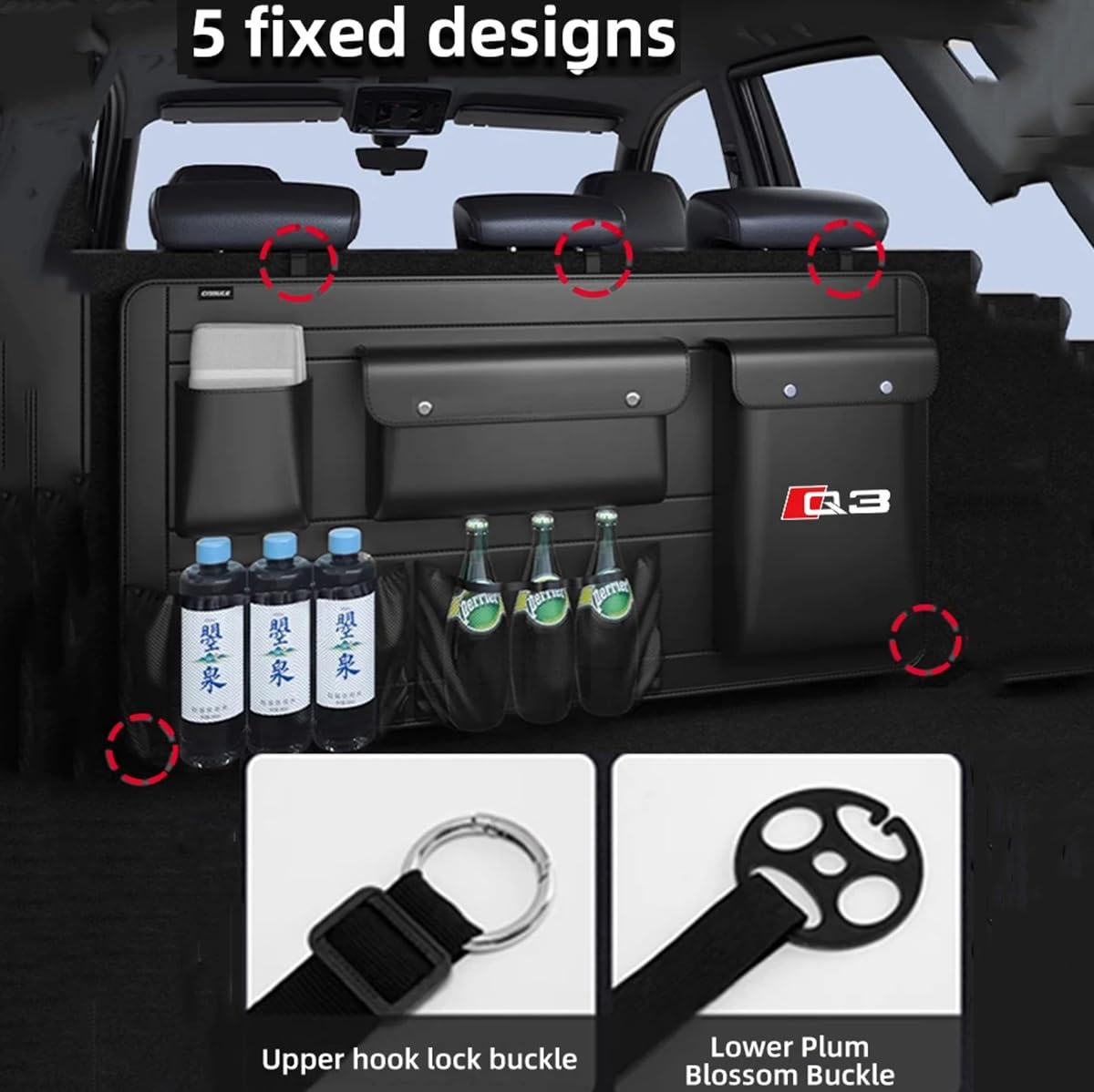 High-Capacity PU Leather Car Seat Back Organizer
