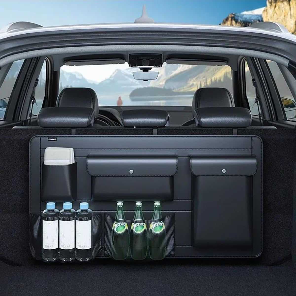 High-Capacity PU Leather Car Seat Back Organizer