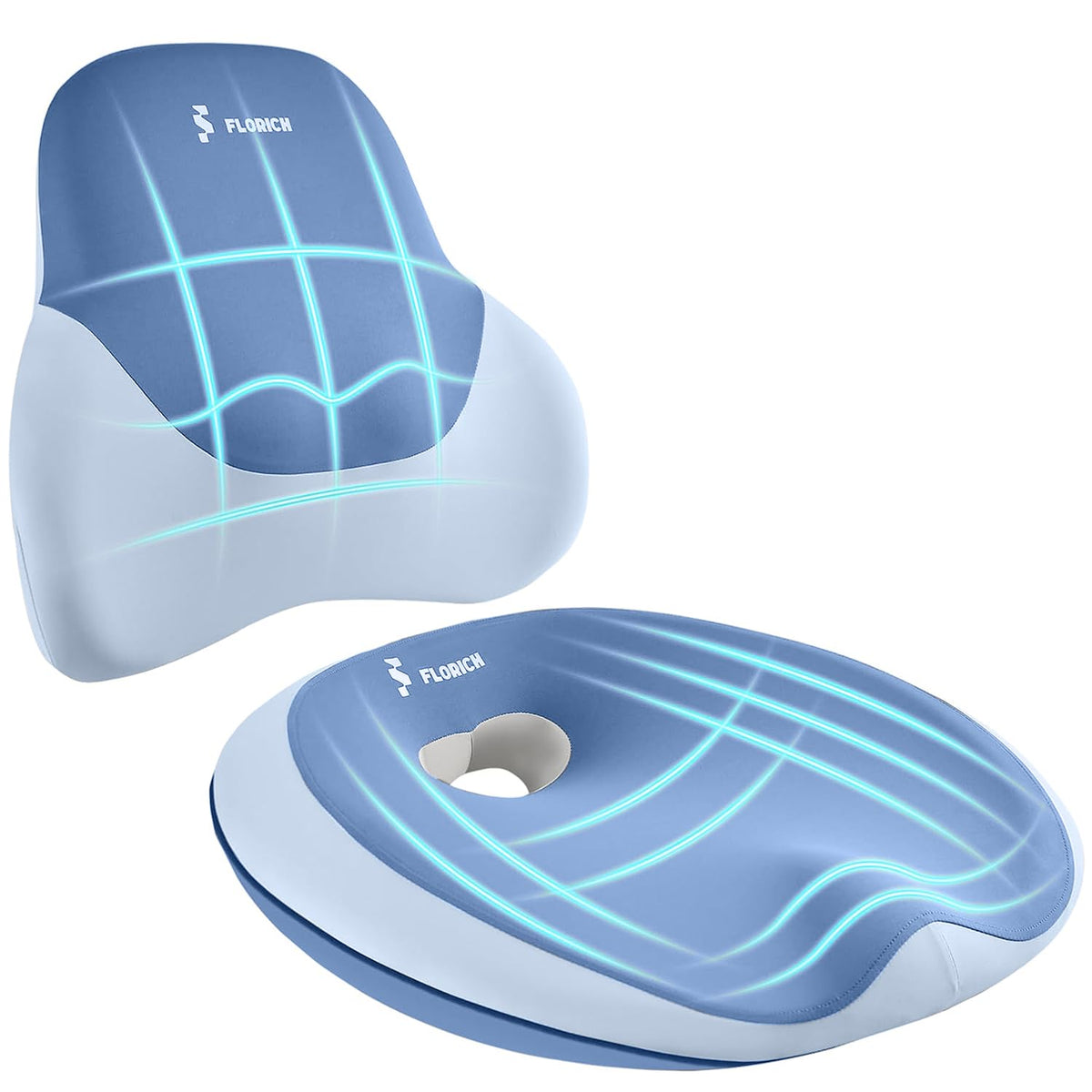 Memory Foam Seat Cushion & Lumbar Support Pillow Set