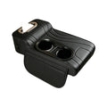 4-in-1 Leather Center Console Organizer with Dual Cup Holders & Storage Pockets
