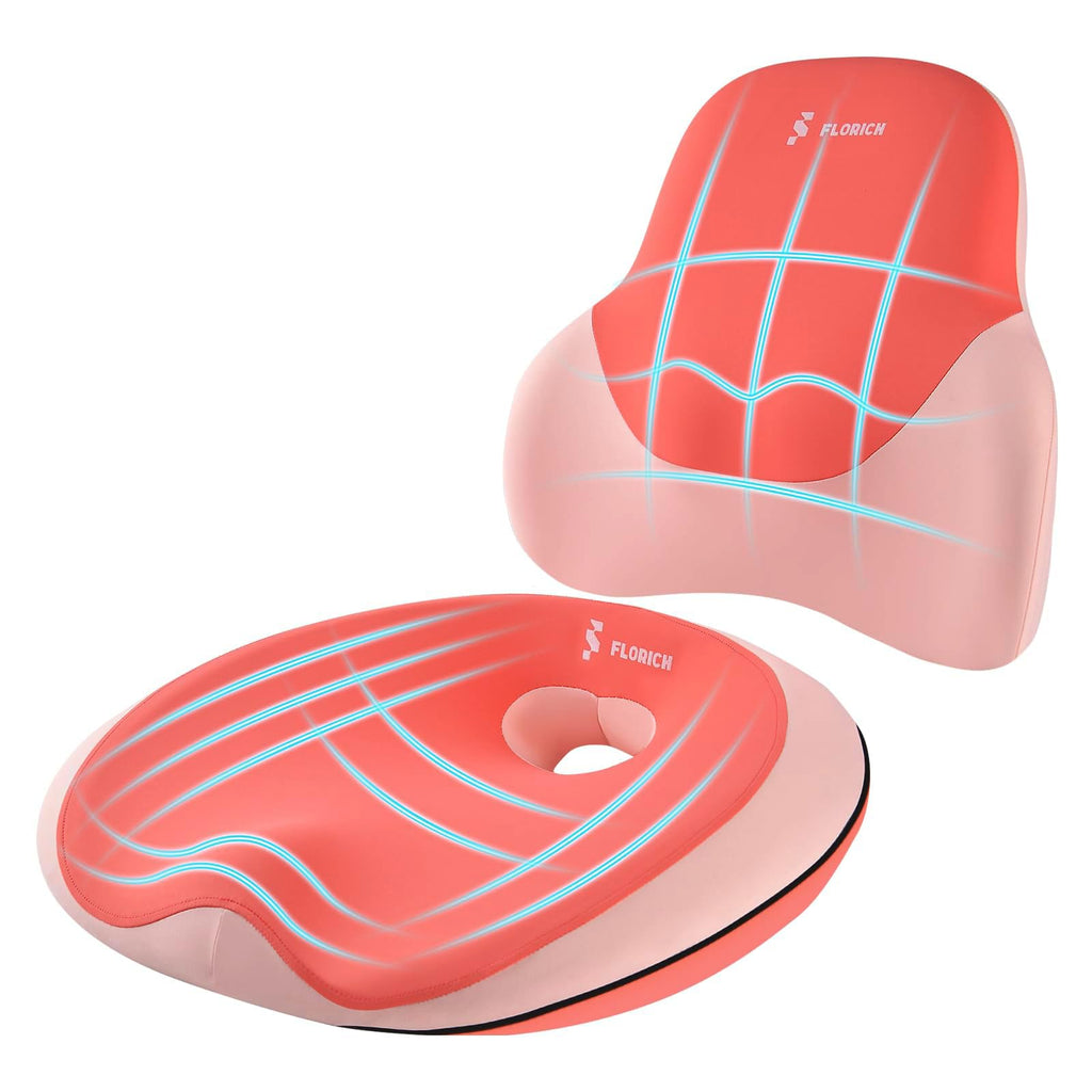 Memory Foam Seat Cushion & Lumbar Support Pillow Set