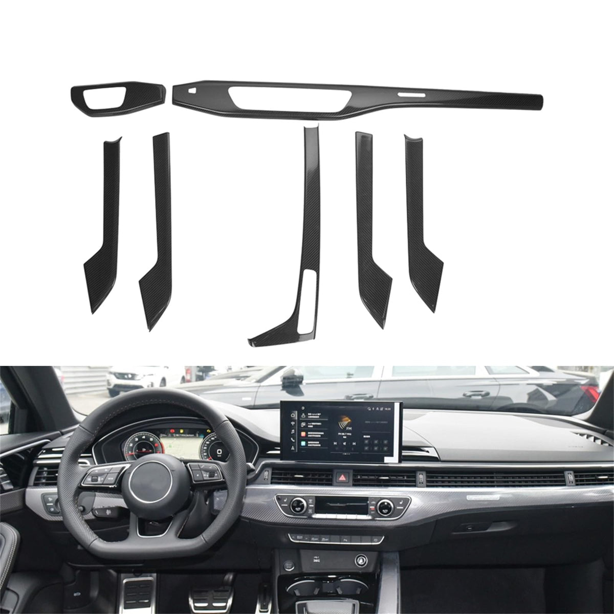 Interior Dashboard Decorative Trim For Audi A4 B9 S4 2017-2024