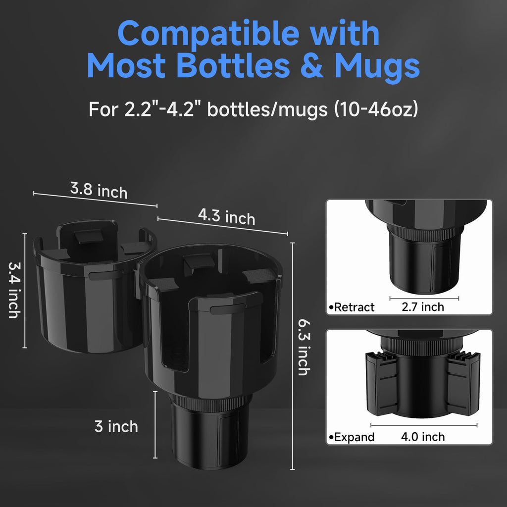 DYLEN Car Cup Holder Expander, 2 in 1 Cup Holder Adapter Extender