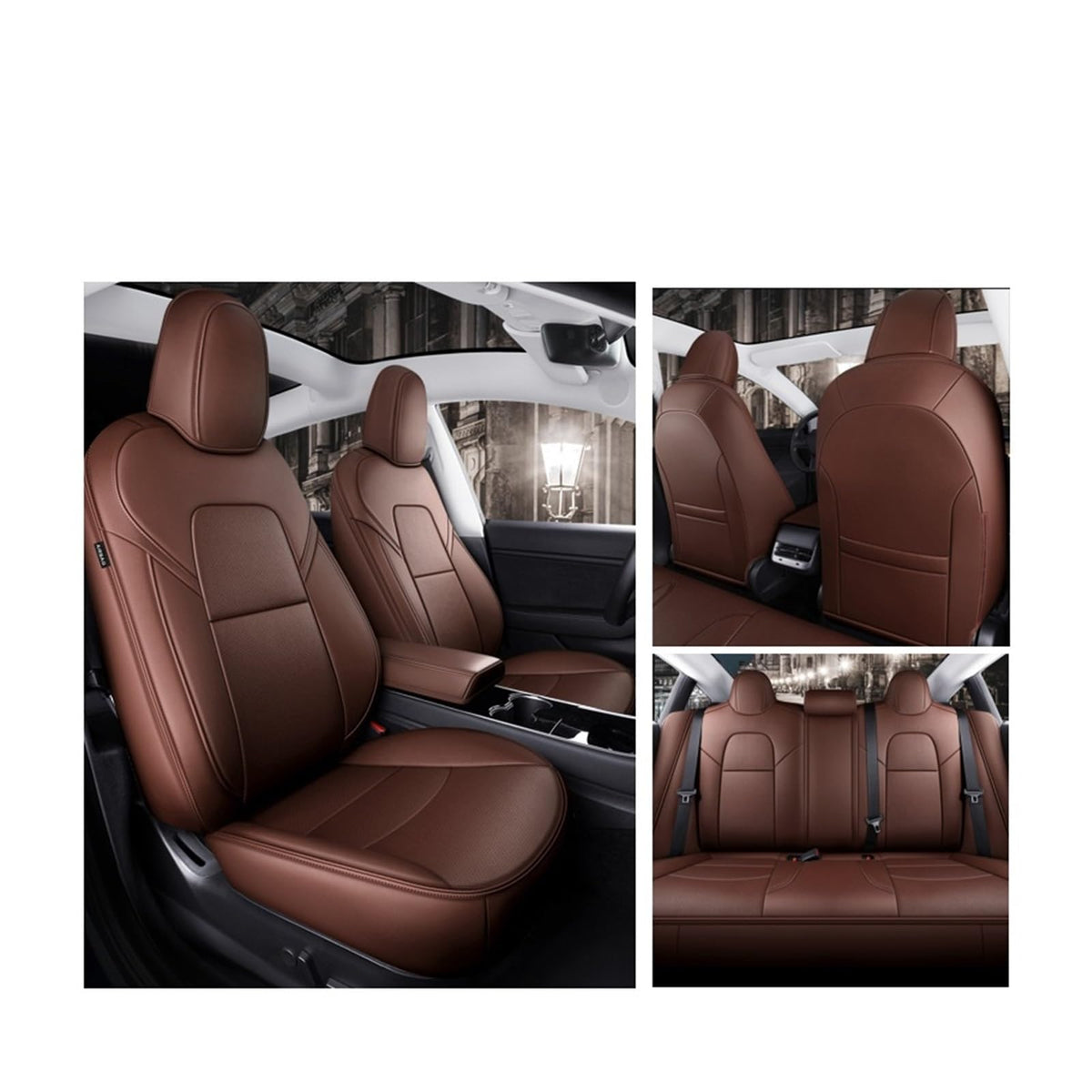 360° Full-Coverage Leather Seat Covers for Tesla Model 3 & Model Y