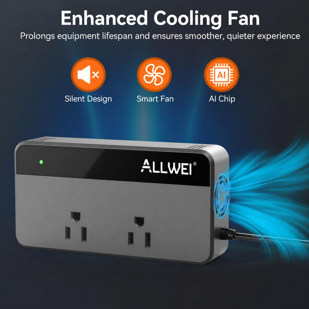 Car Power Inverter with AC Outlet & 4 USB Fast Charging Ports