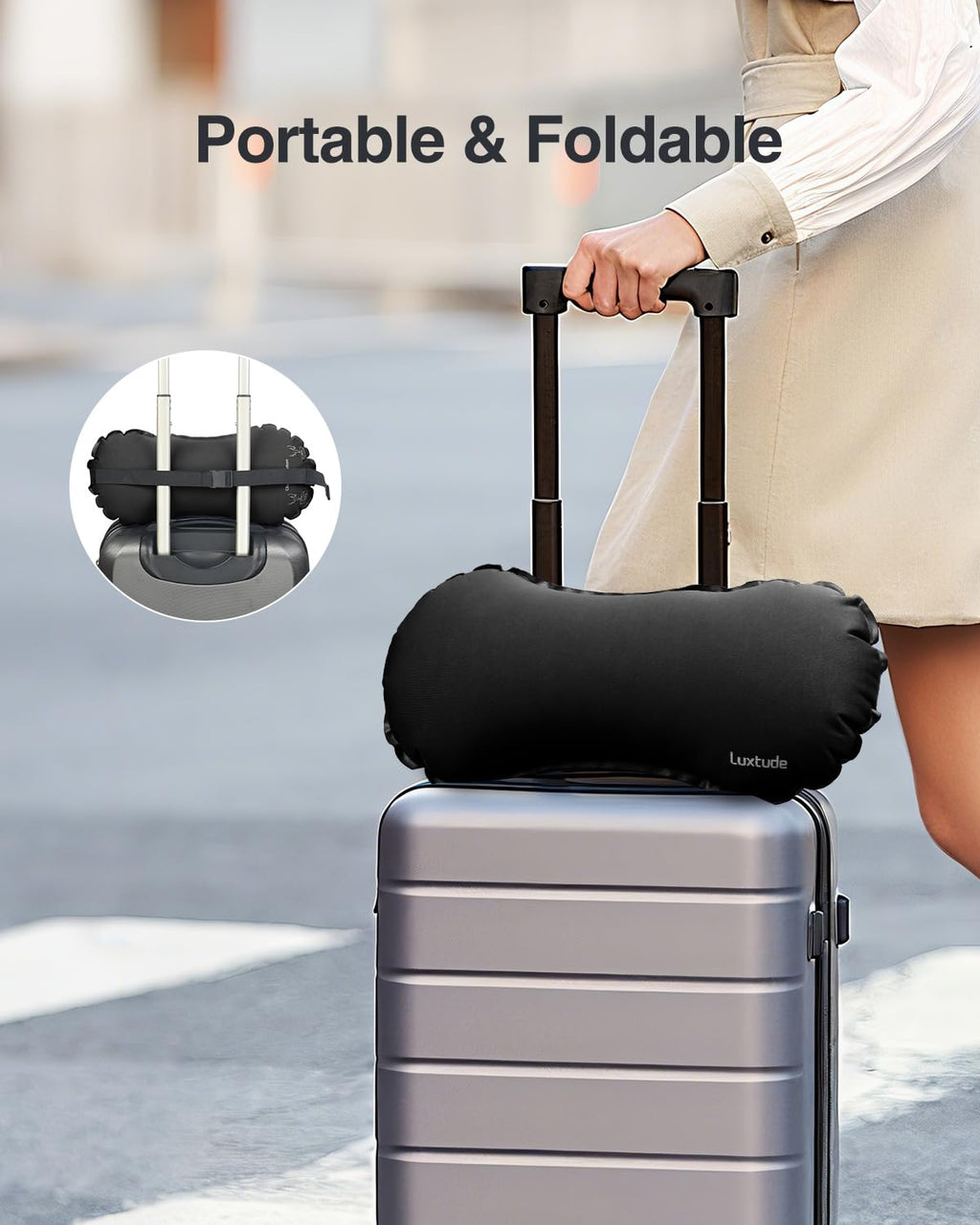 Luxtude Inflatable Lumbar Pillow for Airplane Travel
