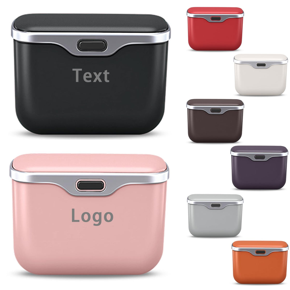 Leakproof Car Trash Can & Storage Organizer with PU Leather Lid