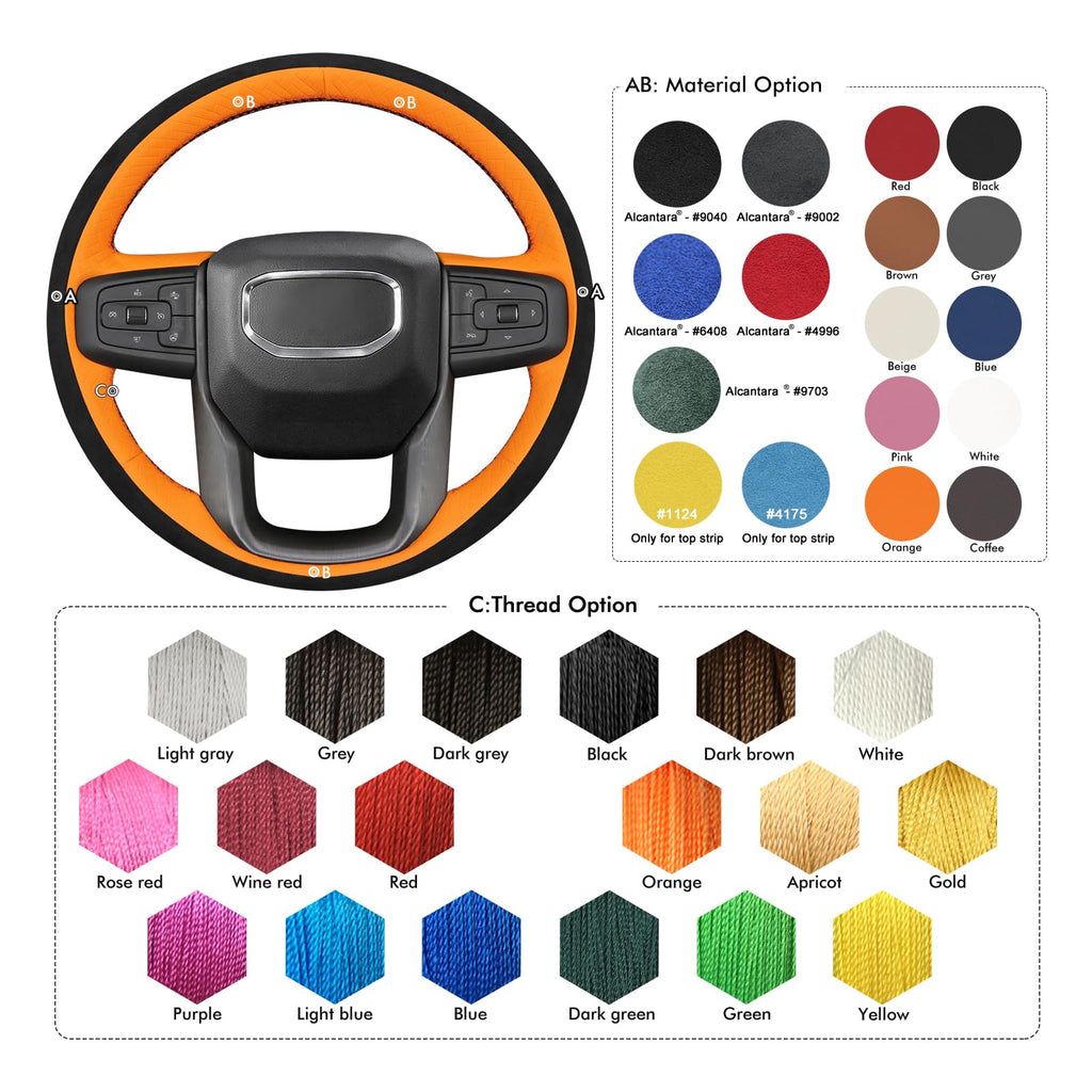 Hand-Stitched Steering Wheel Cover for GMC Sierra & Yukon Models