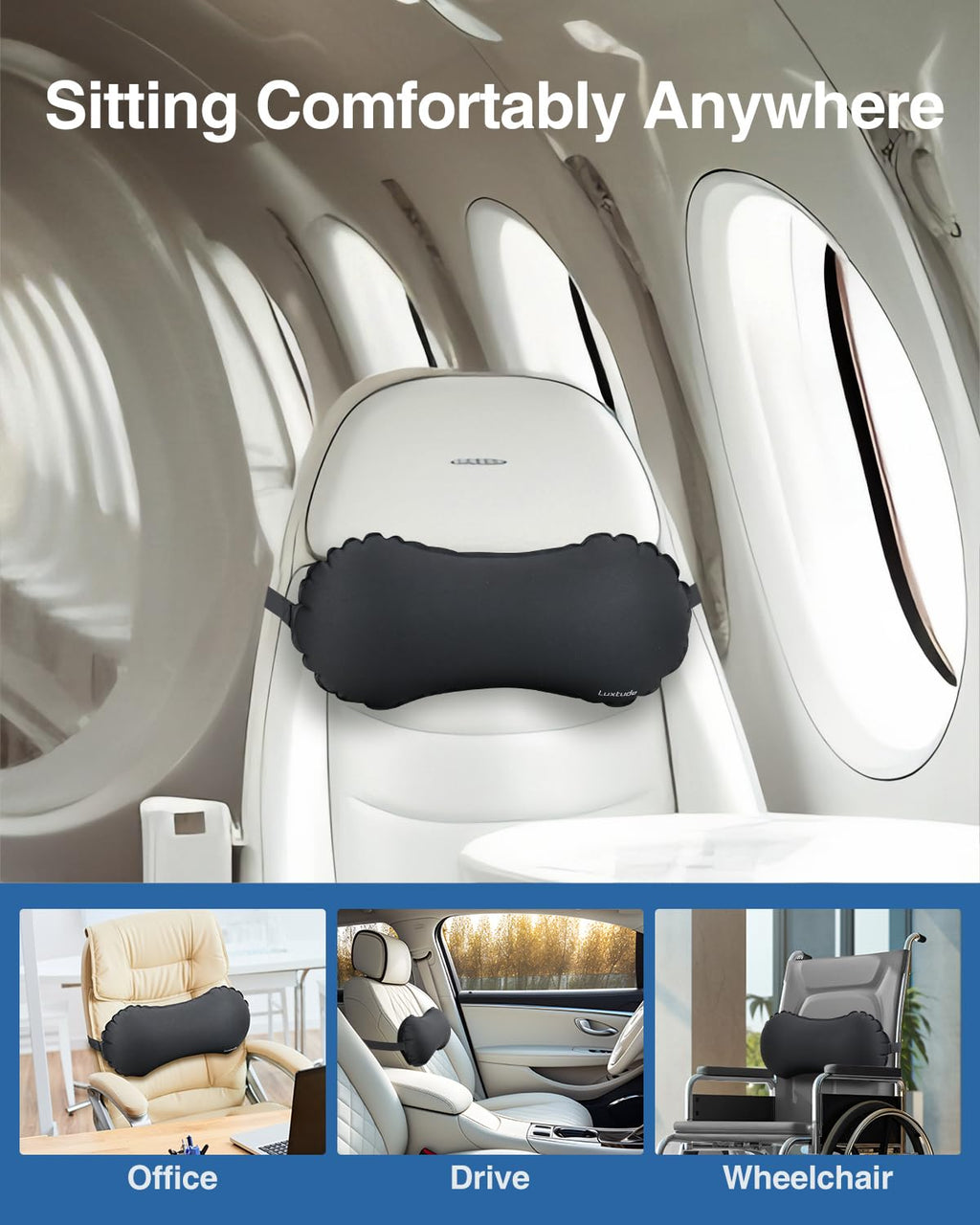 Luxtude Inflatable Lumbar Pillow for Airplane Travel