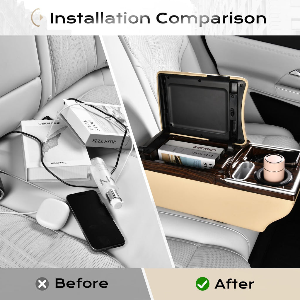 Universal Center Console with Wireless Charging, Cup Holders & Ambient Lighting