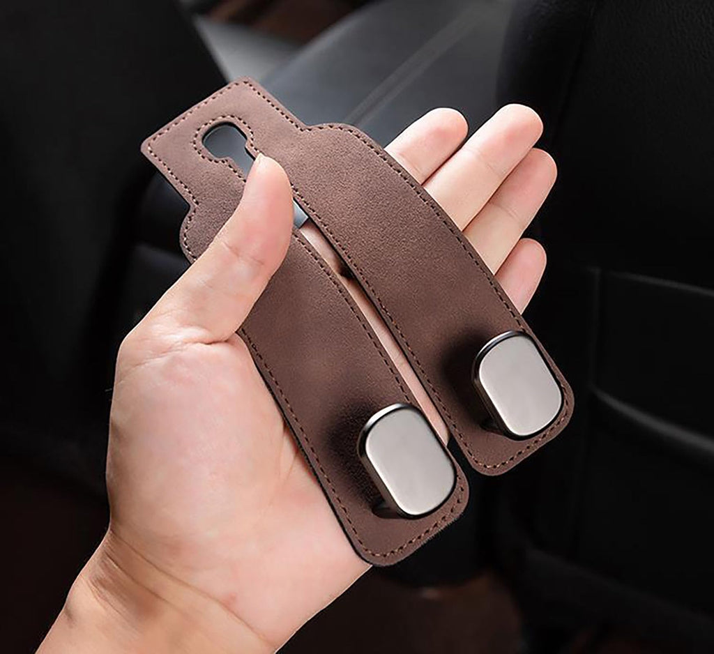 PU Leather & Stainless Steel Car Seat Back Storage Hook