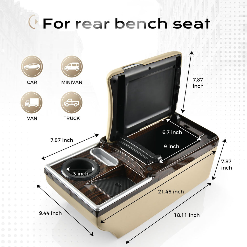 Universal Center Console with Wireless Charging, Cup Holders & Ambient Lighting