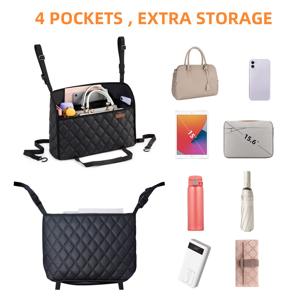 Car Net Pocket Handbag Holder & Between-Seat Storage Organizer