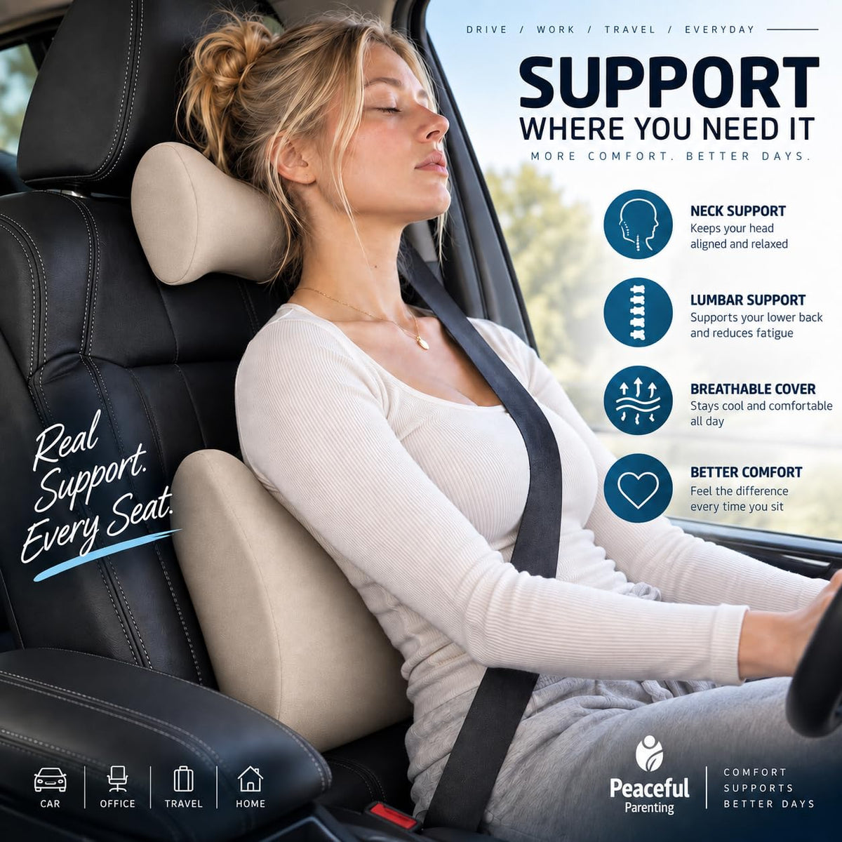 Peaceful Parenting Lumbar & Neck Support Pillow Kit