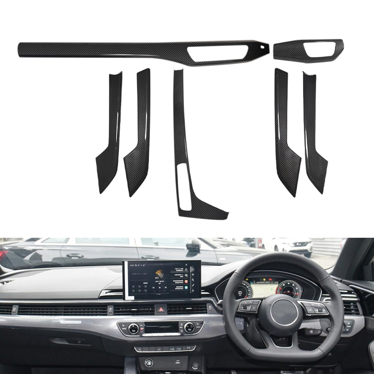 Interior Dashboard Decorative Trim For Audi A4 B9 S4 2017-2024