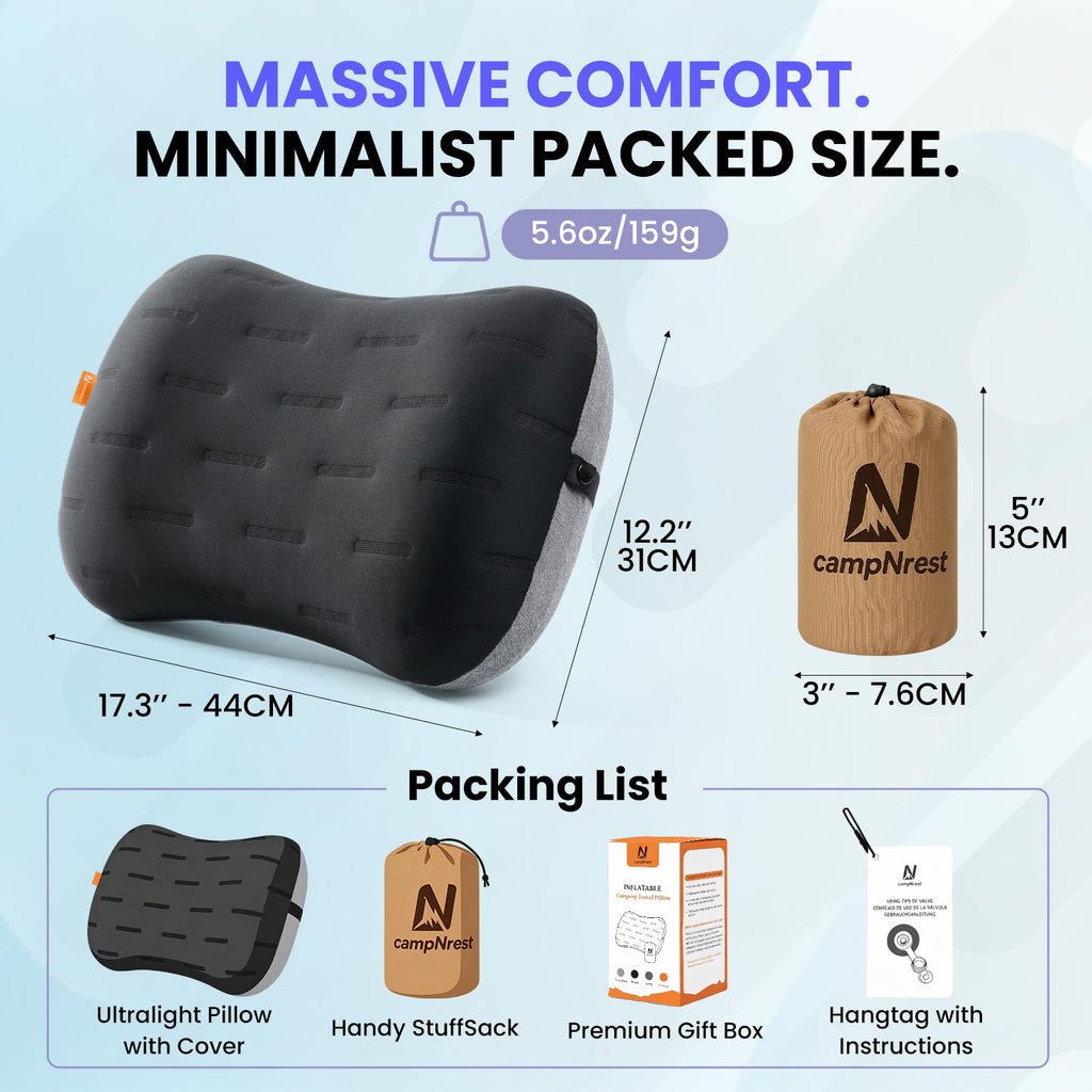 Ultralight Inflatable Travel Pillow for Neck & Lumbar Support