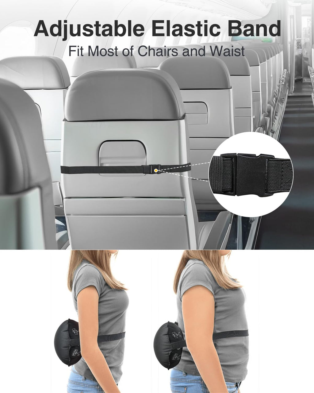 Luxtude Inflatable Lumbar Pillow for Airplane Travel