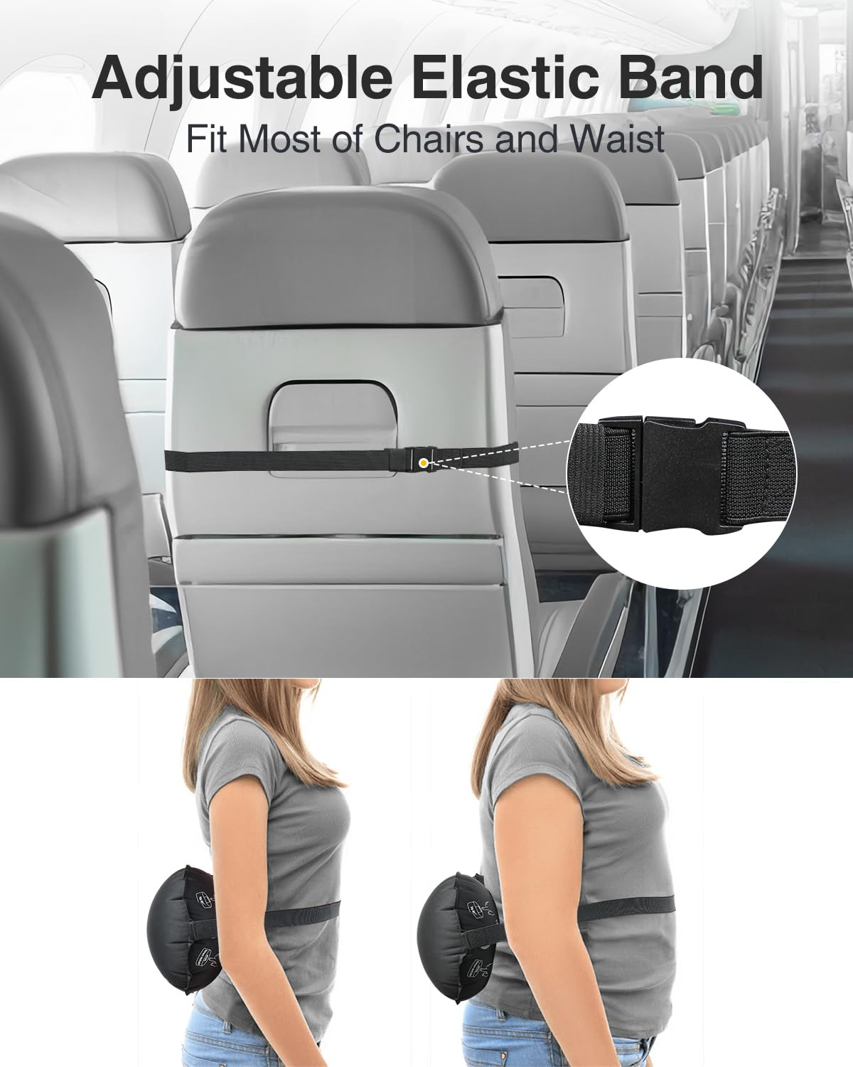 Luxtude Inflatable Lumbar Pillow for Airplane Travel