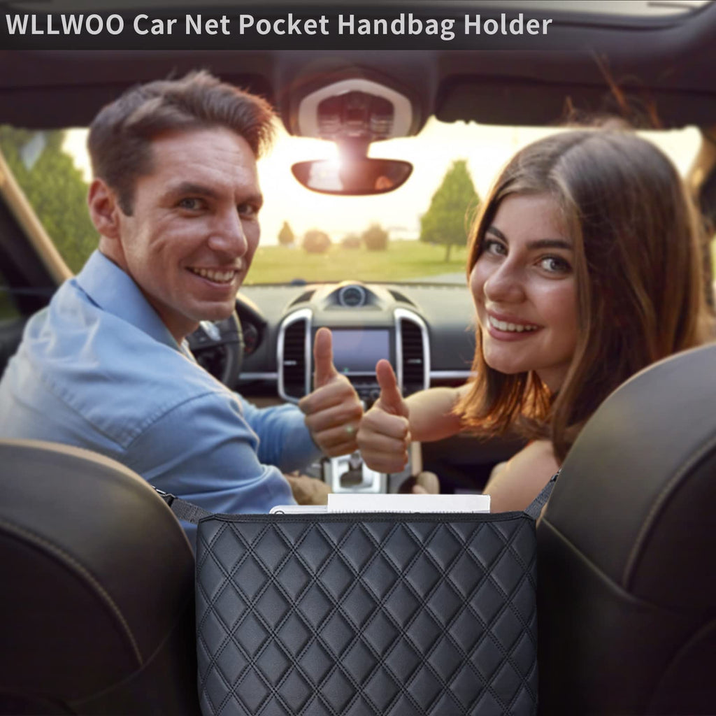 Car Net Pocket Handbag Holder & Between-Seat Storage Organizer