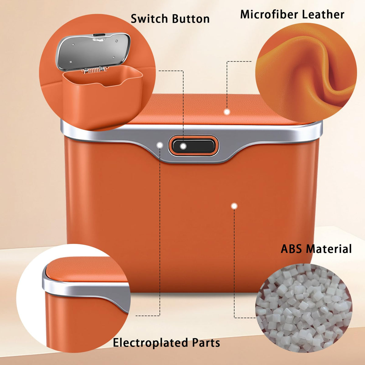 Leakproof Car Trash Can & Storage Organizer with PU Leather Lid