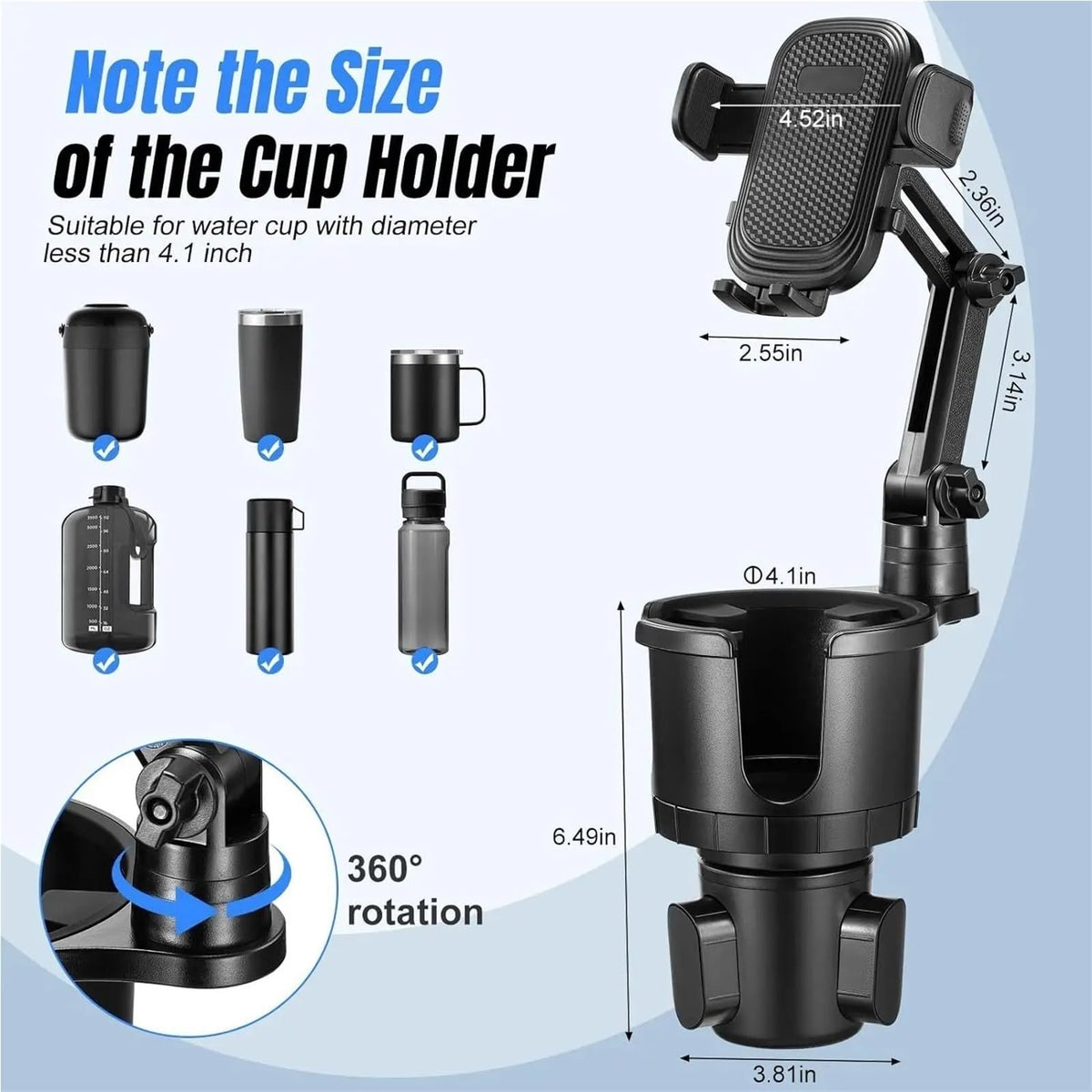2-in-1 Car Cup & Phone Holder