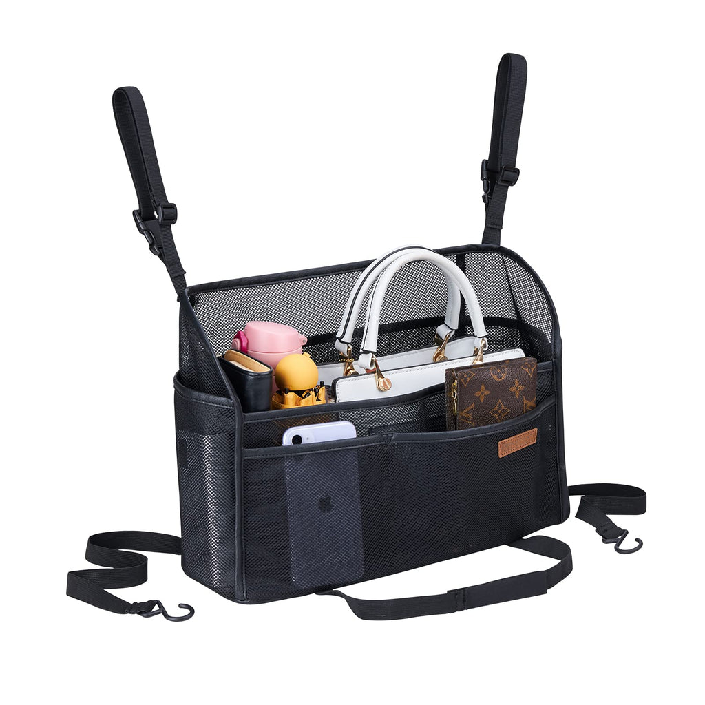 Car Net Pocket Handbag Holder & Between-Seat Storage Organizer