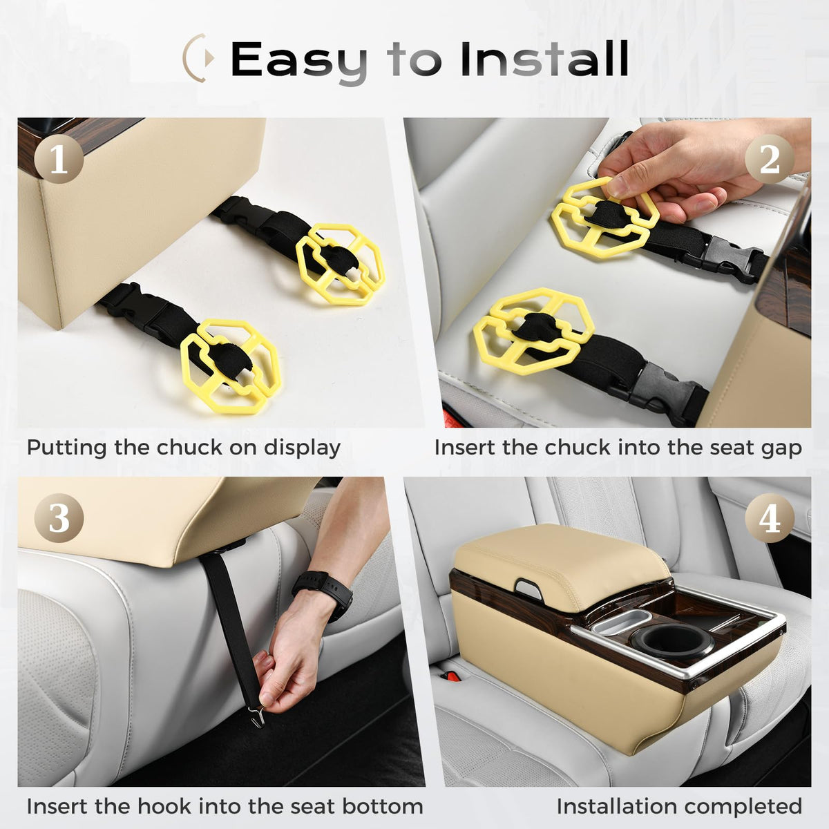 Universal Center Console with Wireless Charging, Cup Holders & Ambient Lighting