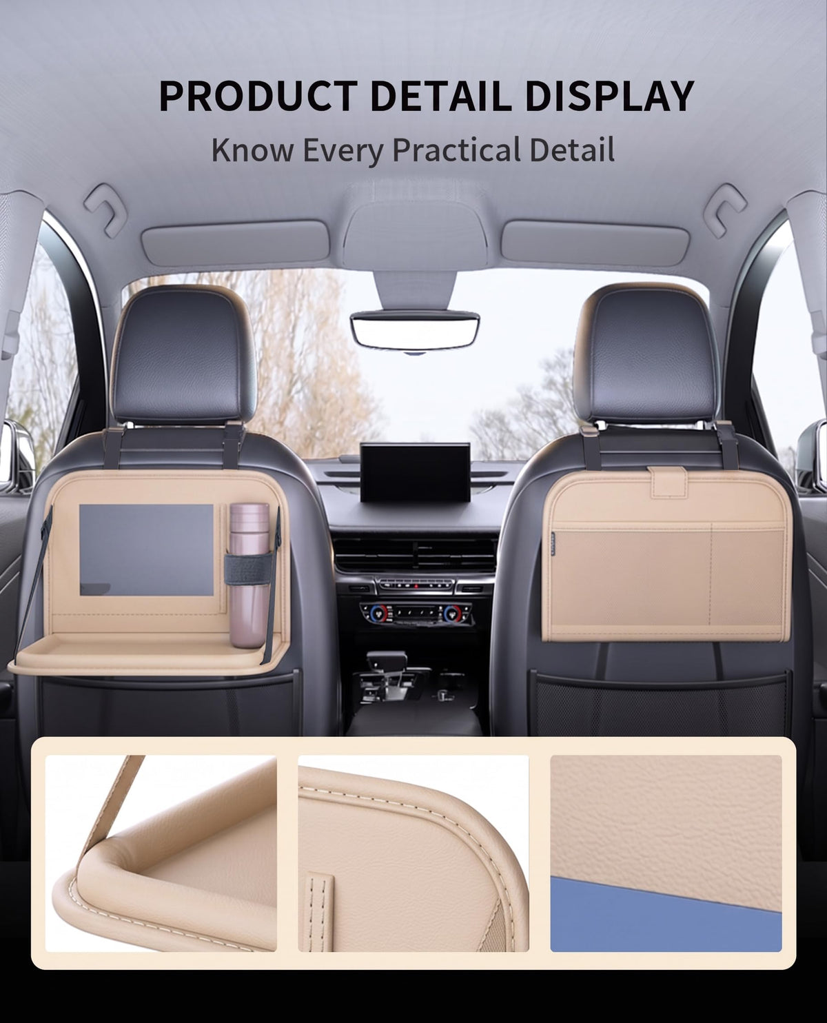 SportySizz Backseat Car Organizer with Foldable Tray & Tablet Holder