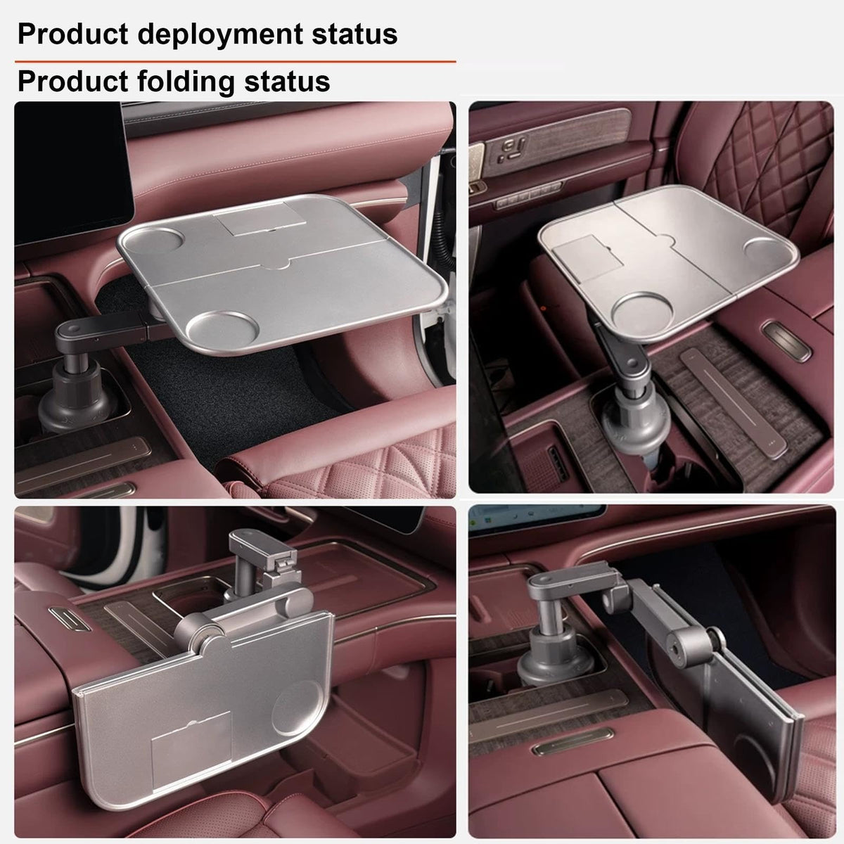 Car Cup Holder Tray with Storage，Car Desk for Laptop