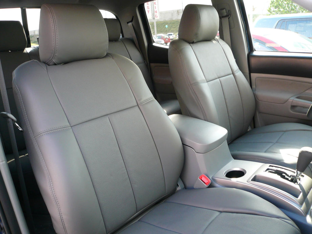 Black Leather Seat Covers for Toyota Tacoma Double Cab TRD 2005–2008