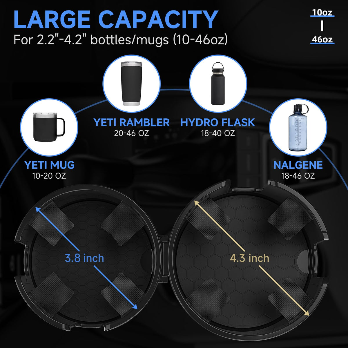 DYLEN Car Cup Holder Expander, 2 in 1 Cup Holder Adapter Extender