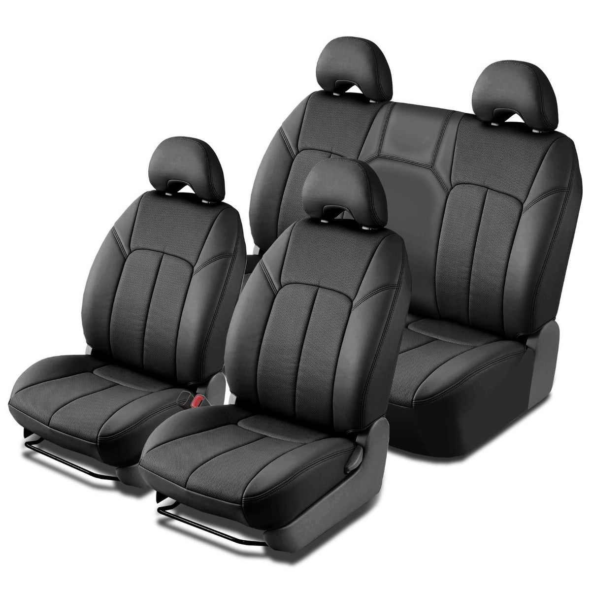 Black Leather Seat Covers for Toyota Tacoma Double Cab TRD 2005–2008