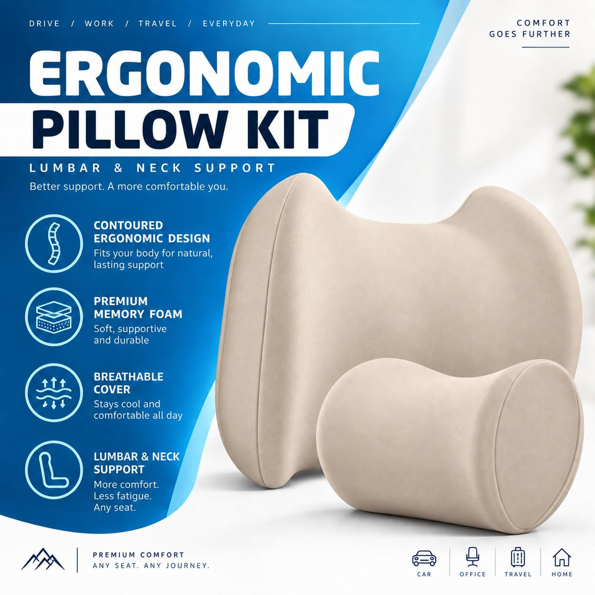 Peaceful Parenting Lumbar & Neck Support Pillow Kit