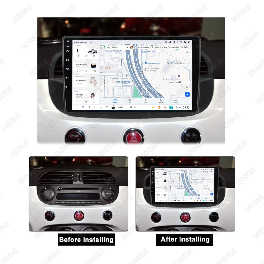 DUDUAUTO Android Car Radio for Fiat 500 500C 2007-2015 Black Head Unit