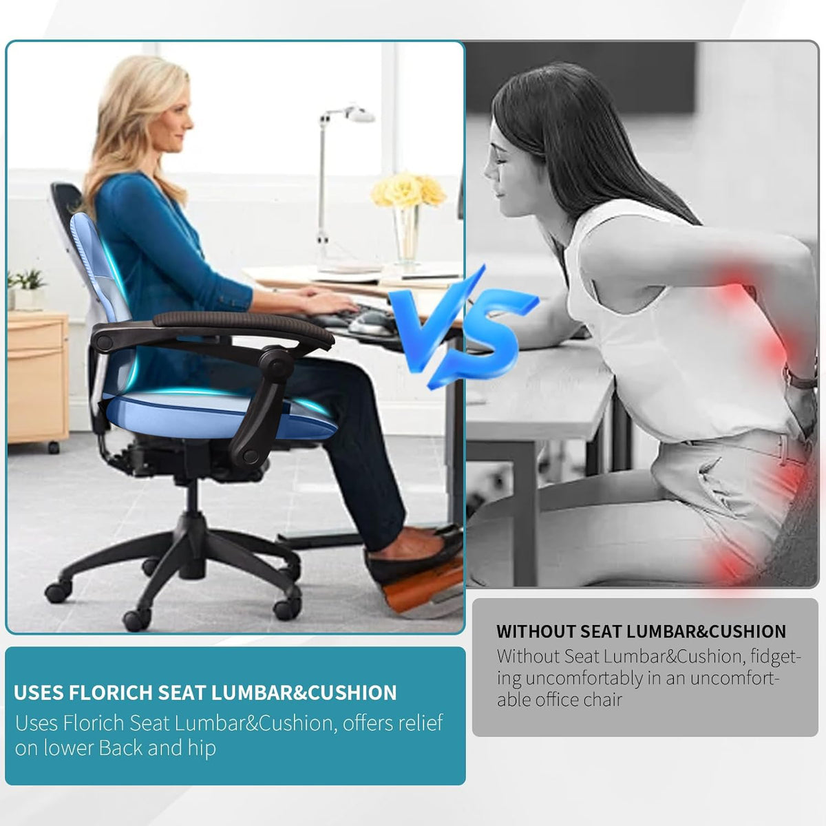 Memory Foam Seat Cushion & Lumbar Support Pillow Set
