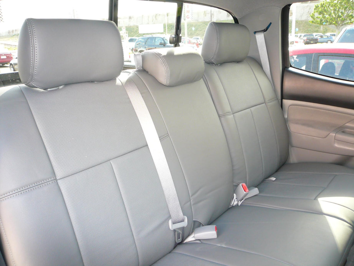 Black Leather Seat Covers for Toyota Tacoma Double Cab TRD 2005–2008