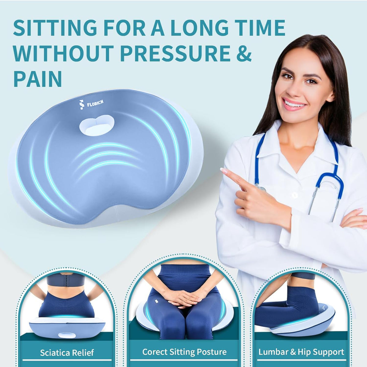 Memory Foam Seat Cushion & Lumbar Support Pillow Set