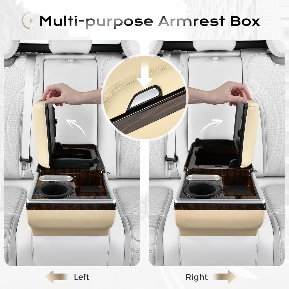 Universal Center Console with Wireless Charging, Cup Holders & Ambient Lighting