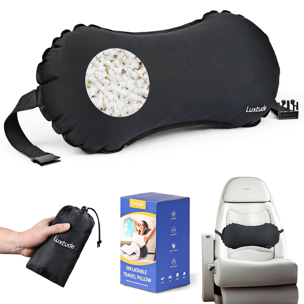 Luxtude Inflatable Lumbar Pillow for Airplane Travel