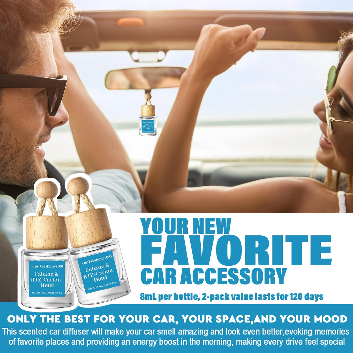 HoogaLife Car Air Freshener Diffuser 2 Pack Hanging Air Freshener Diffuser